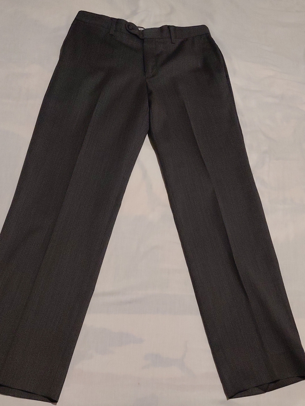 Saks Fifth Avenue BLACK Men's Dark Charcoal Dress Pants 100% Wool 34x32 Flawless
